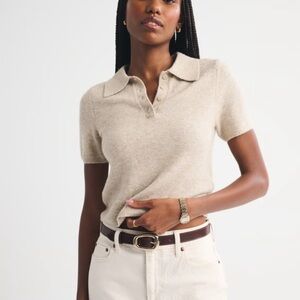 NWT Abercrombie & Fitch Taupe Merino Wool Short Sleeve Sweater